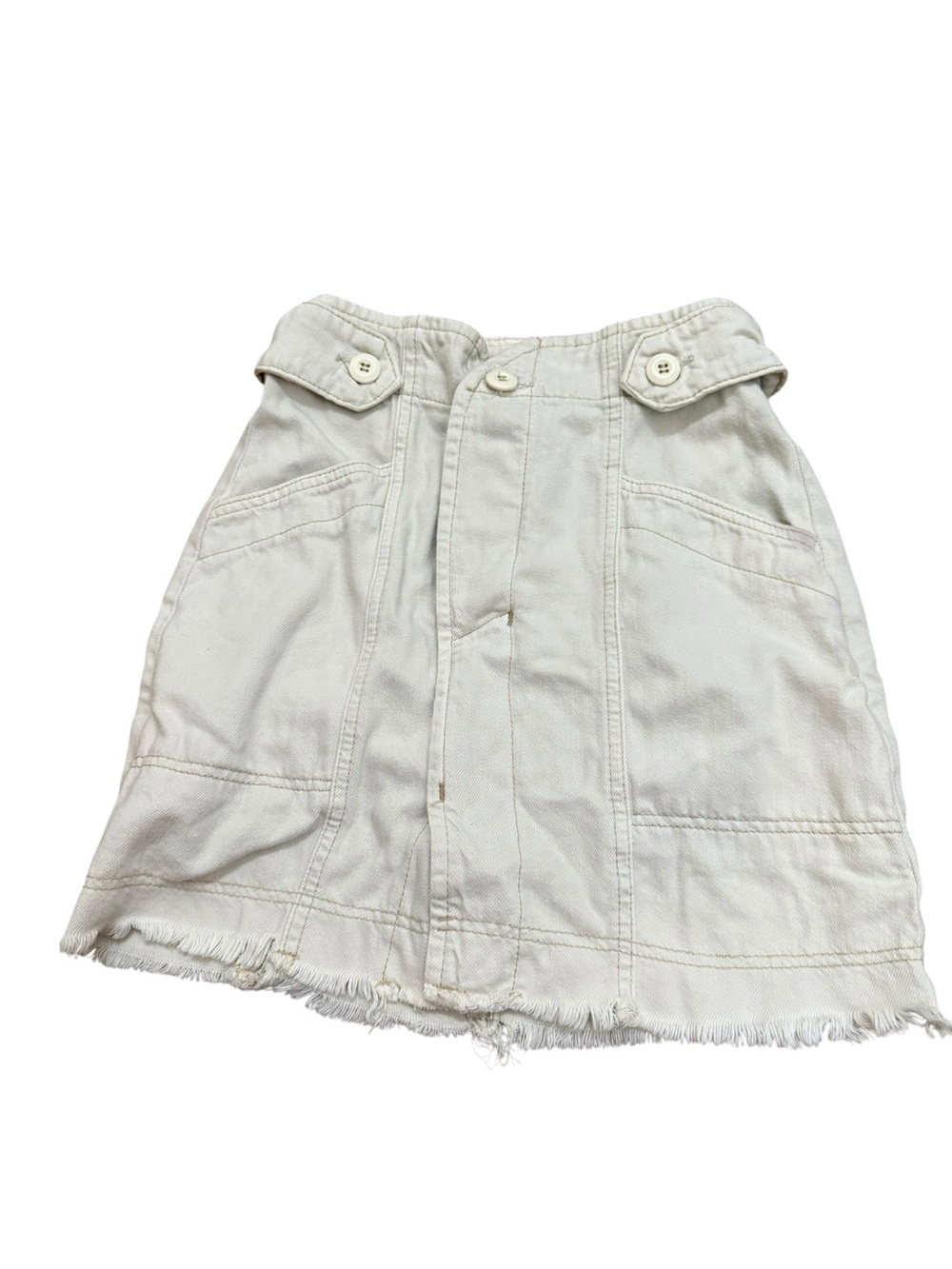 Free People Ivory Button-Front Mini Skirt